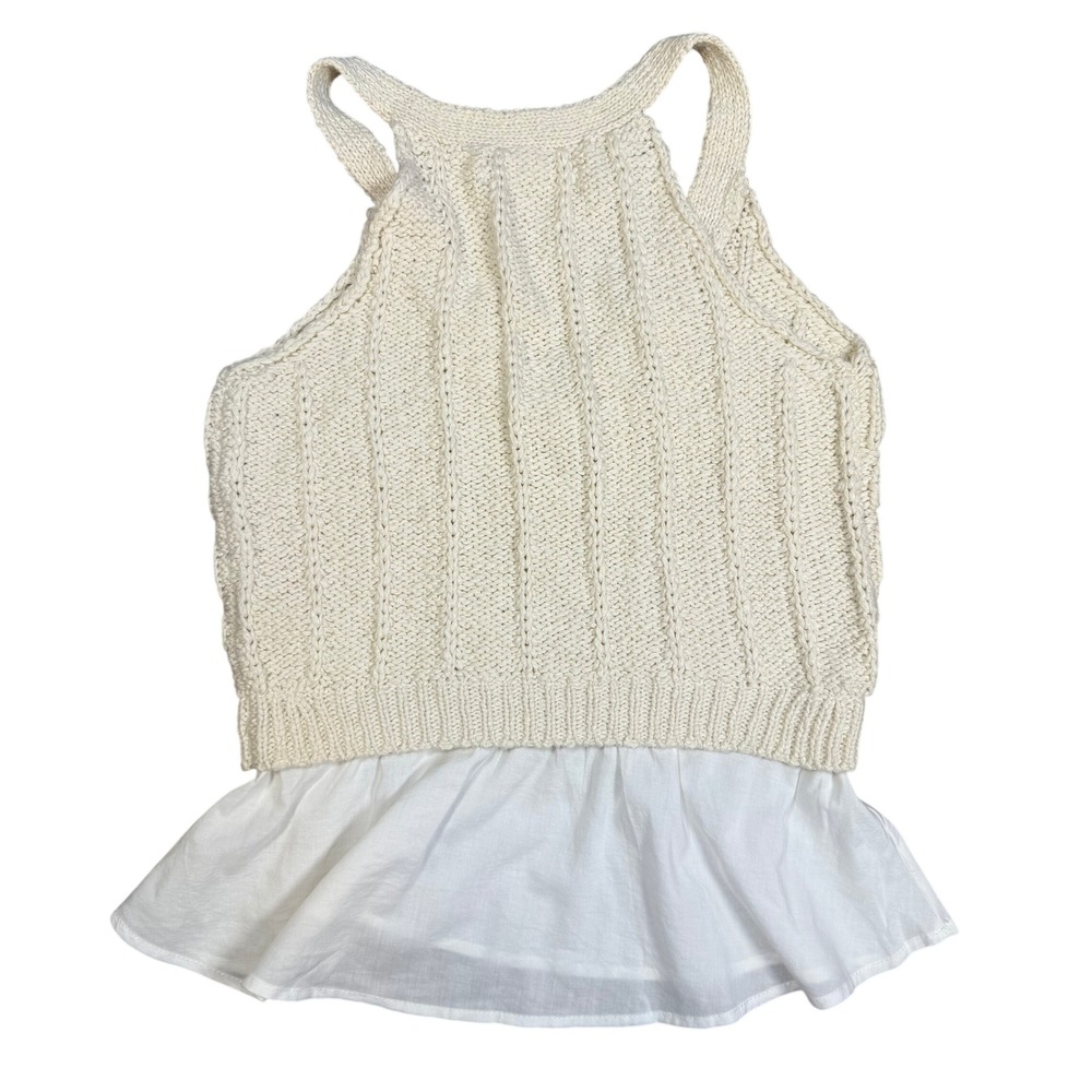 Anthropologie Ivory Cable Knit Tank Top Y2K Coquette Cottagecore Boho Chic S NWT - Picture 5 of 8